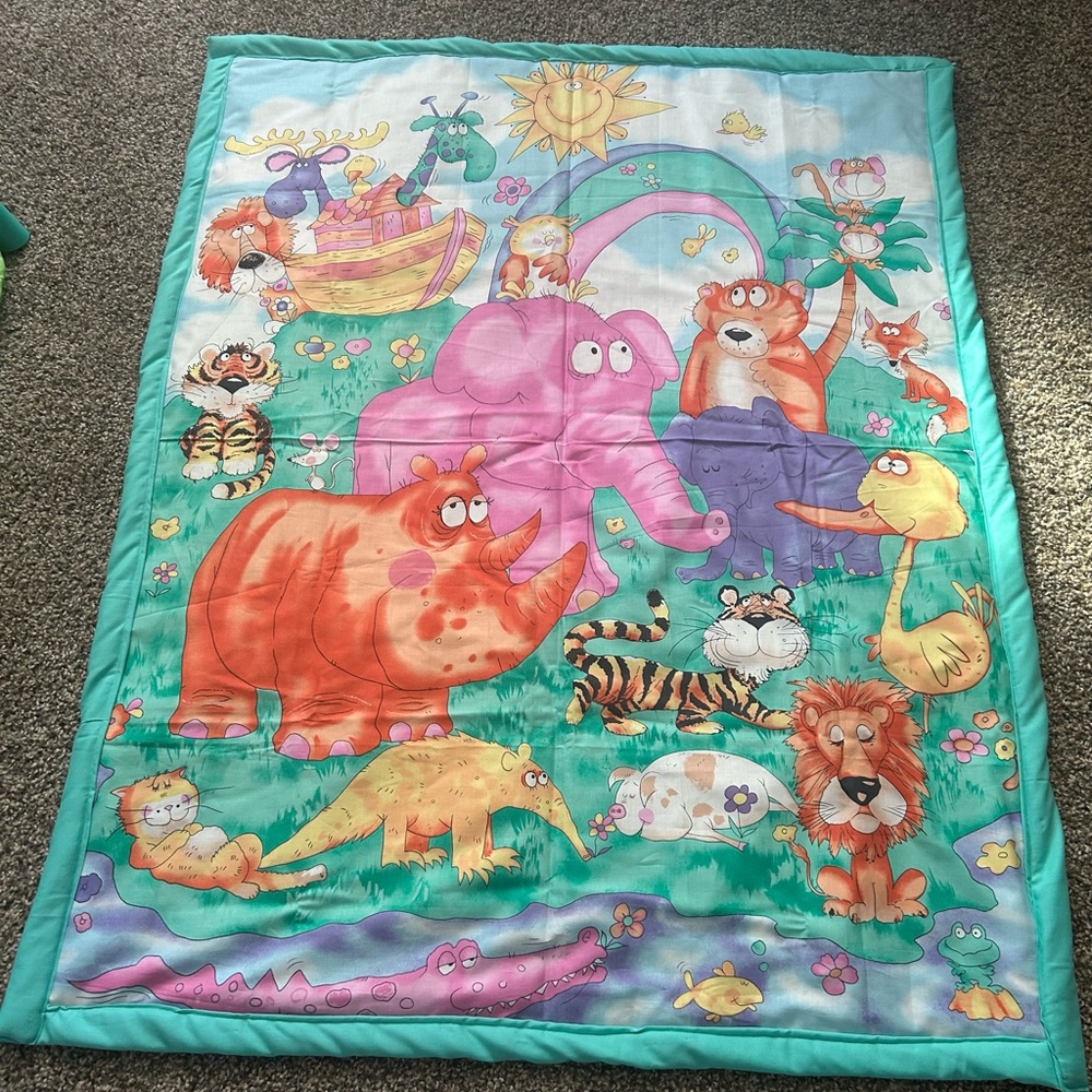Handmade Baby blanket with jungle animals NWT